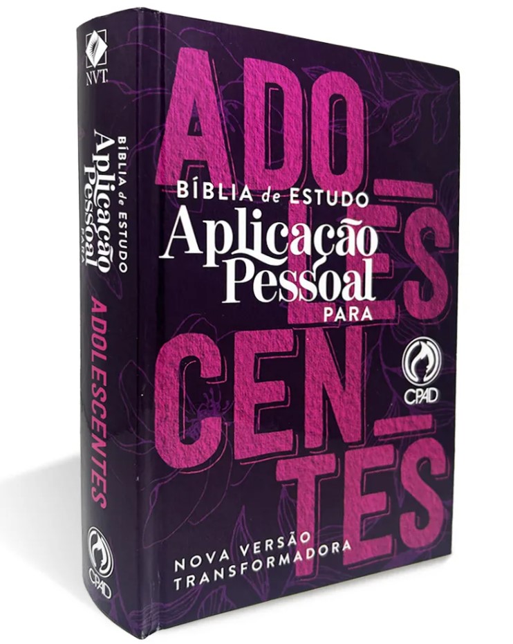 BÍBLIA DE ESTUDO APLICAÇÃO PESSOAL PARA ADOLESCENTES MÉDIA ROSA CAPA DURA NVT