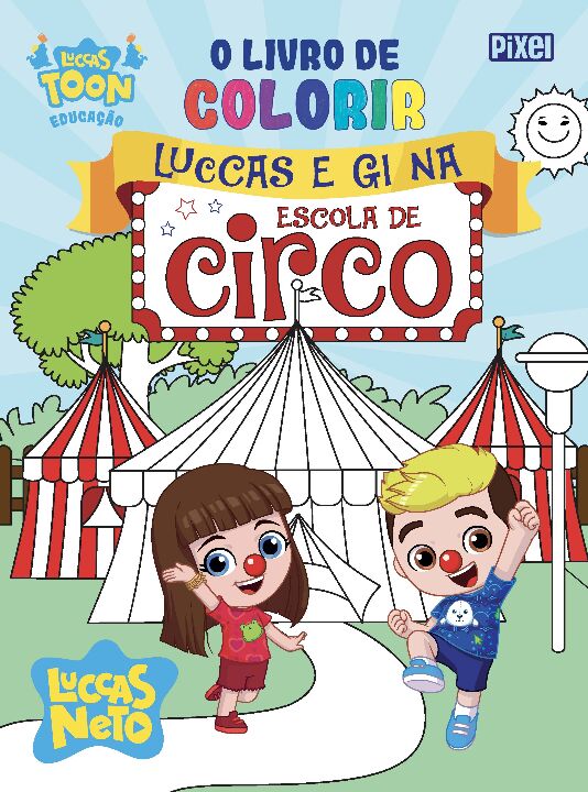 O livro de colorir Luccas e Gi no circo